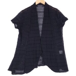 Travel Elements Black Lace Peplum Shrug M Black